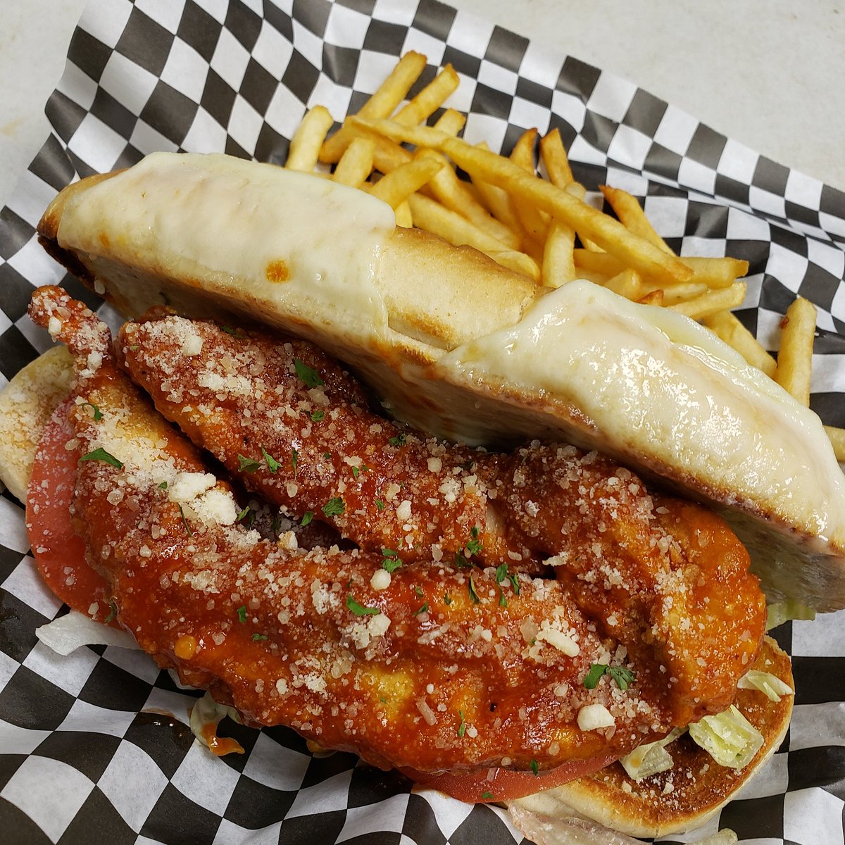 TransitMusicLng's tweet photo. The Chicken Finger Sub $11.95
our hand cut and battered chicken fingers on a 6" hoagie roll. choice of blue cheese or mayo, lett, tomt and prov. cheese. Go traditional: Hot, med, mild, bbq or tey some transit flavors: Garlic Parm, Carolina, Hot Garlic Parm, Jester, or Transit https://t.co/AwF7IQhJn2