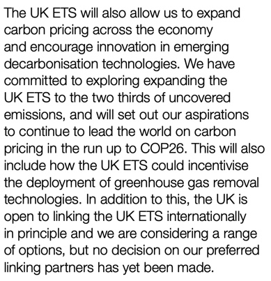 (6) Price that pollution: Long-awaited decision to introduce a UK ETS to replace the EU ETS from January. Right decision as it lays groundwork for more ambitious approach and leaves open option to extend to wider group of sectors to ensure no carbon escapes unnoticed.