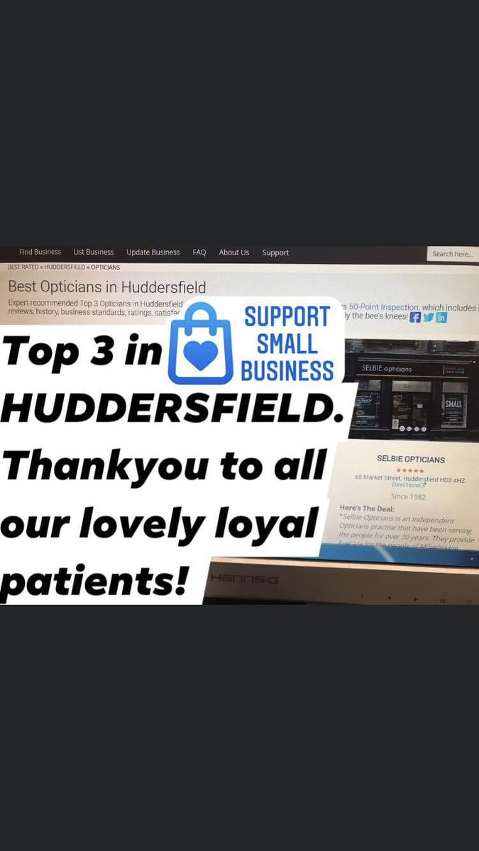 SelbieOpticians's tweet photo. @Milnsbridge_  Top 3 Opticians in #Huddersfield We are another small business that couldn’t be so successful if it wasn’t for our lovely patients. #top3 #Eyecare #milnsbridge #yorkshire #SupportLocalBusinesses https://t.co/DDA2JiqVaO