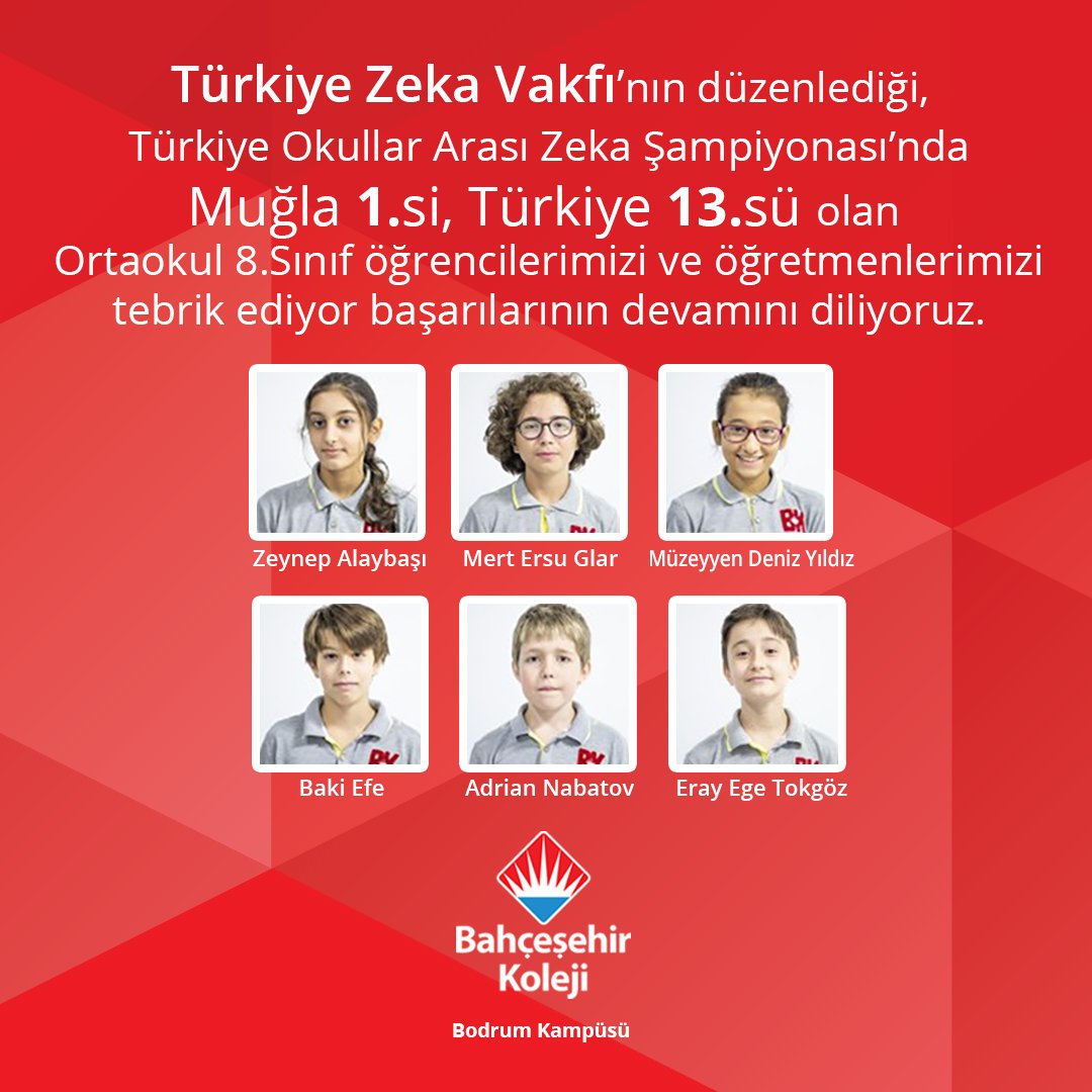 Türkiye Zekâ Vakfı tarafından düzenlenen "Okullar Arası Zekâ Oyunları Şampiyonası"nda okulumuz lise ve ortaokul olimpiyat takımları, kendi sınıf düzeylerinde dereceye girerek bölge finallerine katılmaya hak kazandılar.🎉👏🏻  #BahçeşehirKoleji #BodrumBahçeşehirKoleji