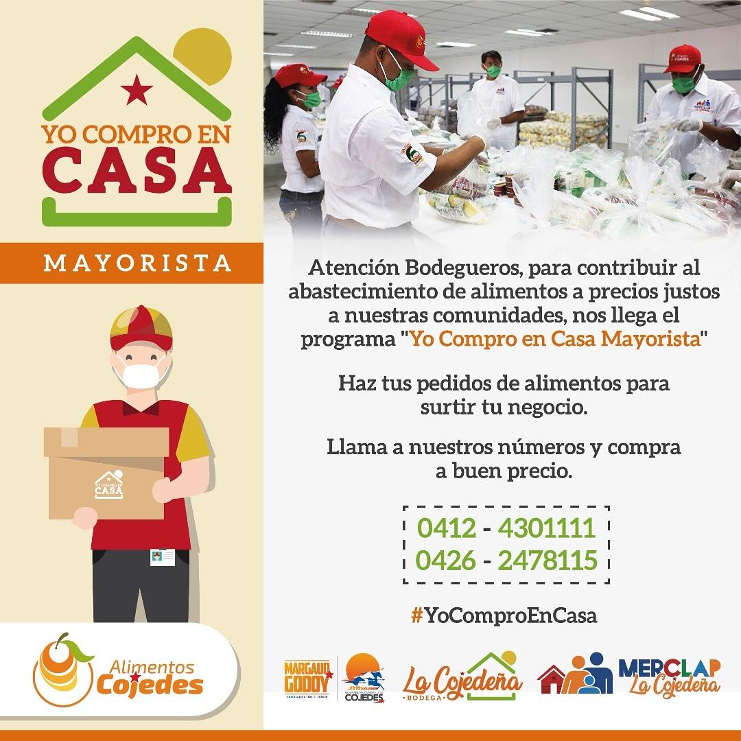 Arrancó programa "Yo Compro en Casa Mayorista" 
Para contribuir al abastecimiento de alimentos, a precios justos a nuestras comunidades, la  Red de Bodegas y MerClap La Cojedeña, realizaron el lanzamiento del programa "Yo Compro en Casa Mayorista"
#CojedesPotencia
#YoComproEnCasa