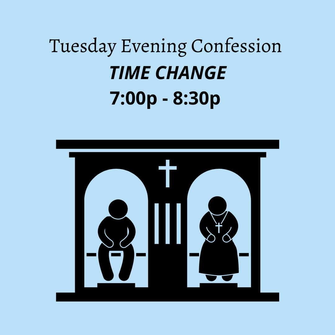 IHMParish's tweet photo. Confession time change on Tuesday 12/15. 

Several priests will be in attendance to hear confessions.  This is not a service, you can come and go anytime throughout 7-8:30. https://t.co/Tm5kw7tewY