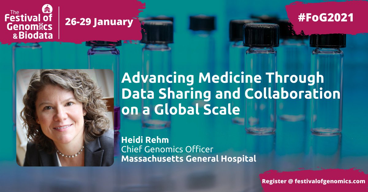 At #FoG2021, #genomics superstar @HeidiRehm will be sharing her insights into how we can advance #genomicmedicine through #data sharing & global collaborations. Check if you qualify for a free ticket here: bit.ly/37eGkSY