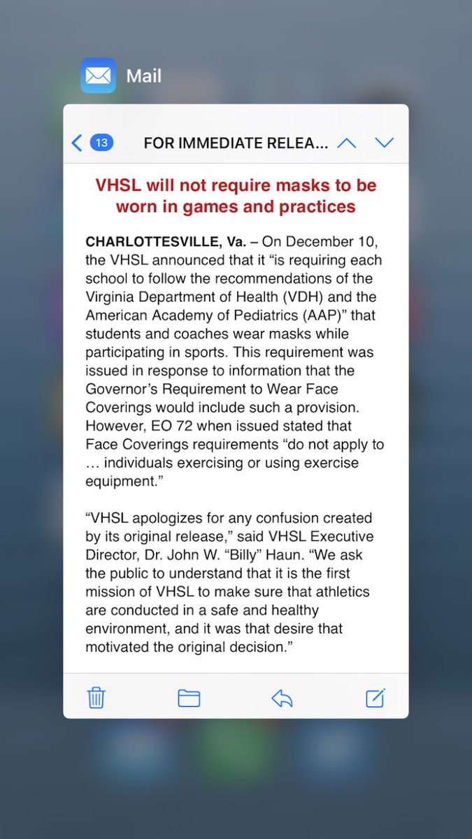VHSL now says masks won’t be required during practices and games.
