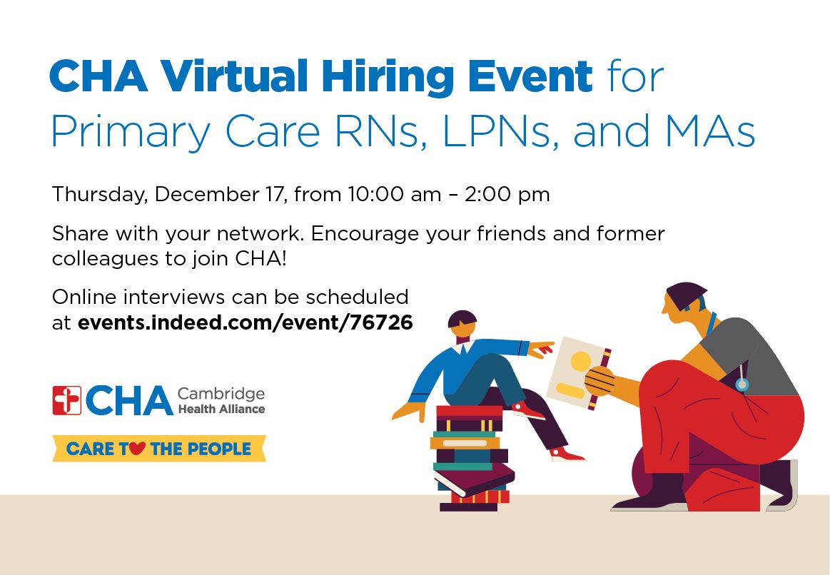challiance's tweet photo. Attention nurses (RN/LPN) and medical assistants! Let's start the new year in Primary Care at CHA. We're hiring across our regional network. Sign up for a Virtual Interview this Thursday (12/17) from 10 a.m. - 2 p.m. Learn more: https://t.co/14Agt7Rf48 https://t.co/KytpilGVqM