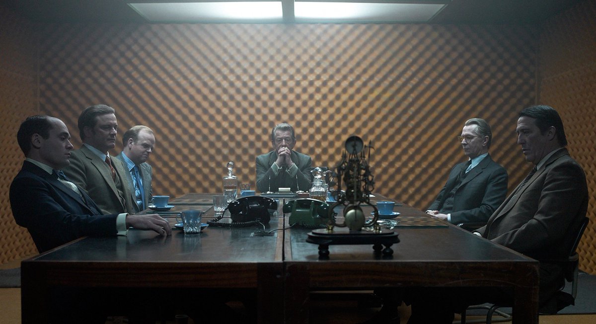 Tinker Tailor Soldier Spy. Calm suspense vibe the whole movie long. The movie gives you an impression of the cold war drama. A bit vague for me though, the movie, how everything played out. Acting is pretty good, amazing cast. 