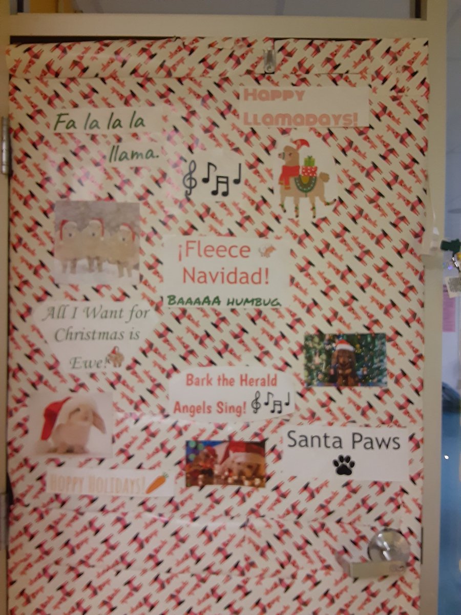 SraSeay's tweet photo. @MarysvilleECHS Foreign Lang./IT/Health Science dept has puns! Vote for us in the door decorating contest! I had so much fun with this. Profe Fencil and I have way too much random stuff in our rooms haha! #FleeceNavidad https://t.co/dQBPqiuD57