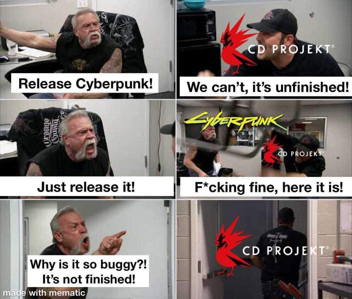 This sums it up😂
#CDProjektRed <a href="/CDPROJEKTRED/">CD PROJEKT RED</a> #Cyberpunk <a href="/CyberpunkGame/">Cyberpunk 2077</a> #gaming_news #ps4 #thegameisawesome #NoMatterWhat