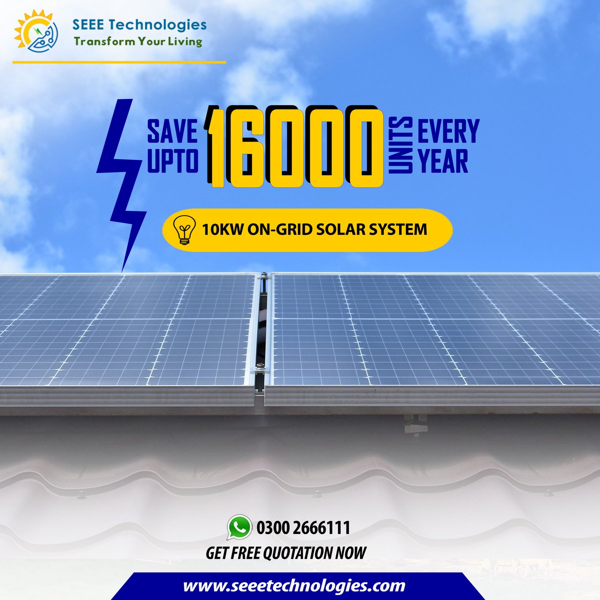 SEEETechnologi1's tweet photo. With SEEE Technologies 10KW Solar Energy Solution, you can save up 16000 Units every year to save your hard earned money. 💰🌞
Get free Quotation now at:
0300 2666111
#seeetechnologies #solarenergy #gogreen #gosolar #greenenvironment #solarenergysystem #solarpanels https://t.co/pkT5TTpMXT