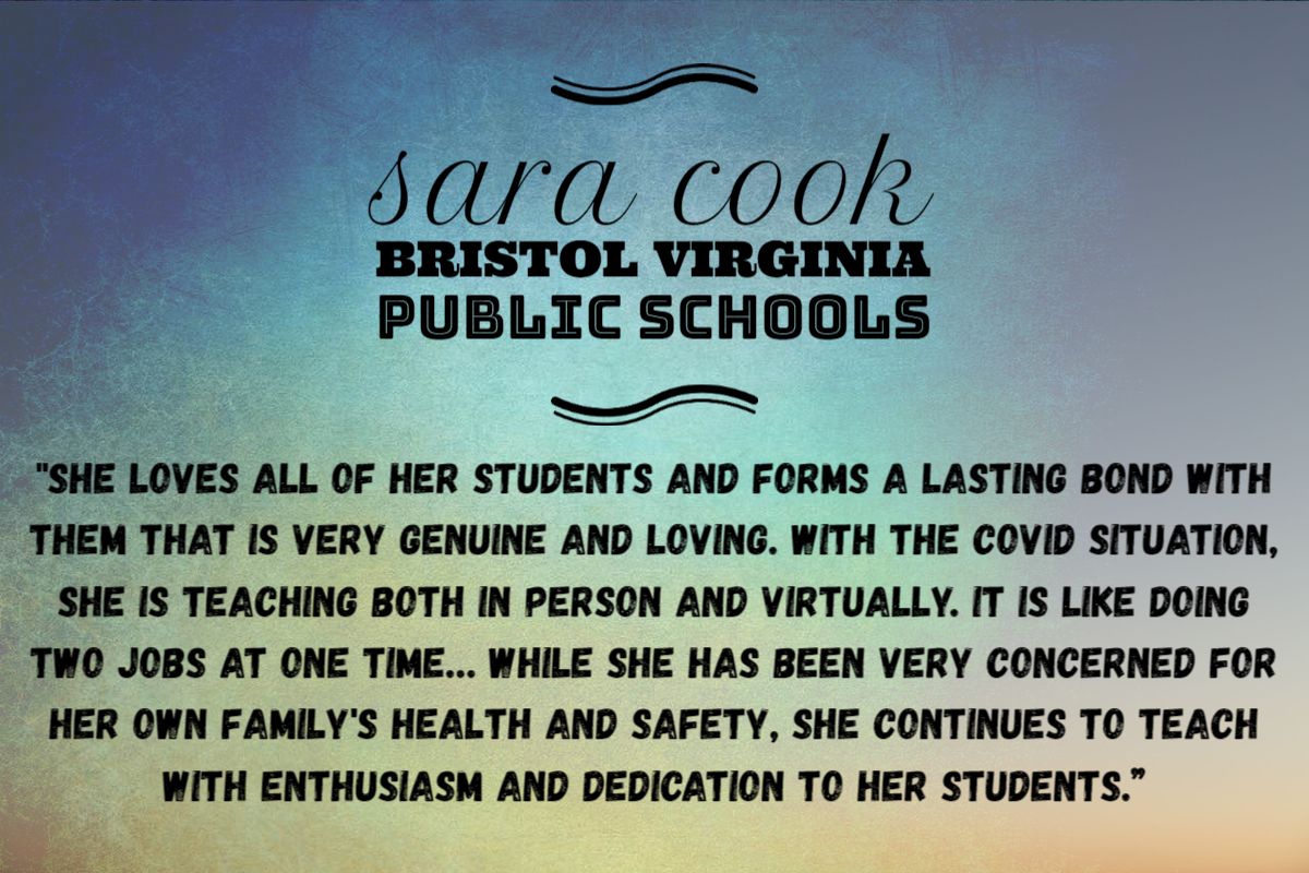 VA_Partners4Edu's tweet photo. Good morning! Please join us in celebrating another #EducatorHero in Virginia from @BVPSDistrict - Sara Cook! Read what Sara's nominator had to say about her commitment to students who are learning in person and virtually. Thank you for your hard work, Sara! https://t.co/kc6ZoWnM37