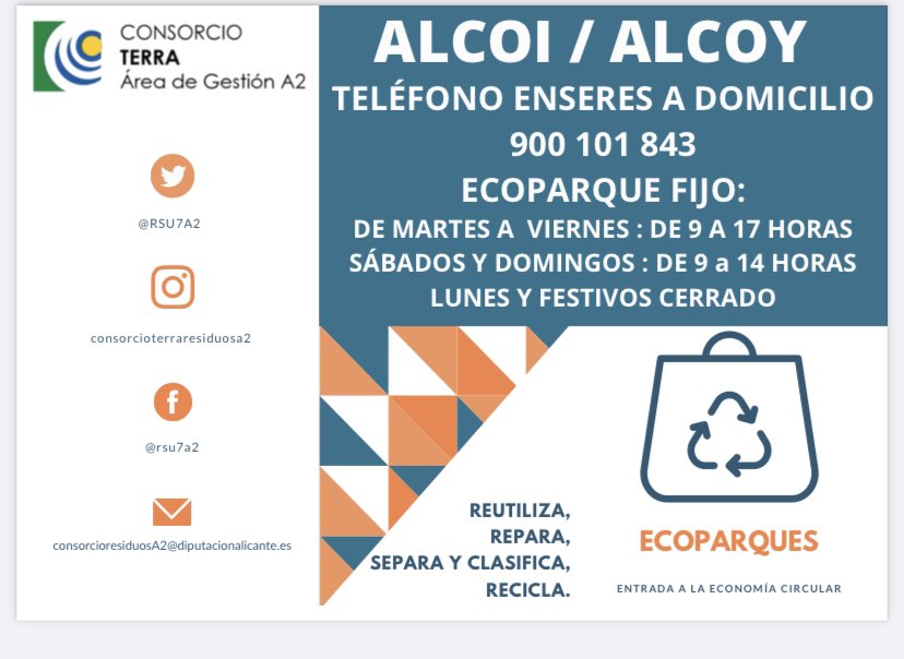 RSU7A2's tweet photo. Te recordamos que el ayuntamiento de Alcoy pone a tu disposición la recogida de enseres.
#residuosinvisibles #PactoVerdeEuropeo #EWWR2020 #alcoyrecicla #recicla #residuos #invisiblewaste #economiacircular #alcoy @AlcoiMedi @AjuntamentAlcoi @RadioAlcoy https://t.co/SRUW0Uaw99