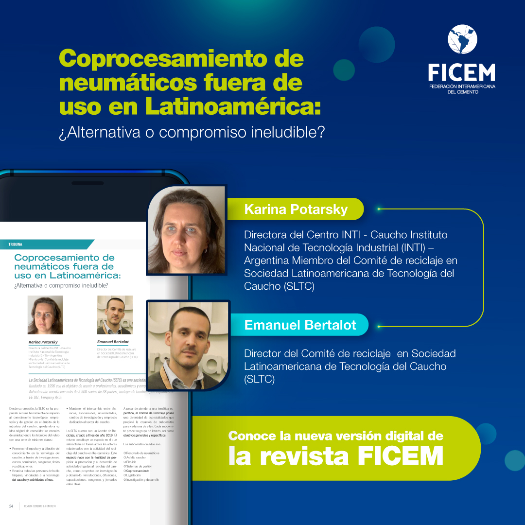 ficemcemento's tweet photo. Conoce la perspectiva de La Sociedad Latinoamericana de Tecnología del Caucho respecto al coprocesamiento de neumáticos fuera de uso en la industria cementera.

Descubre más detalles aquí:
https://t.co/LURKji23YA https://t.co/FBSrbm5poc