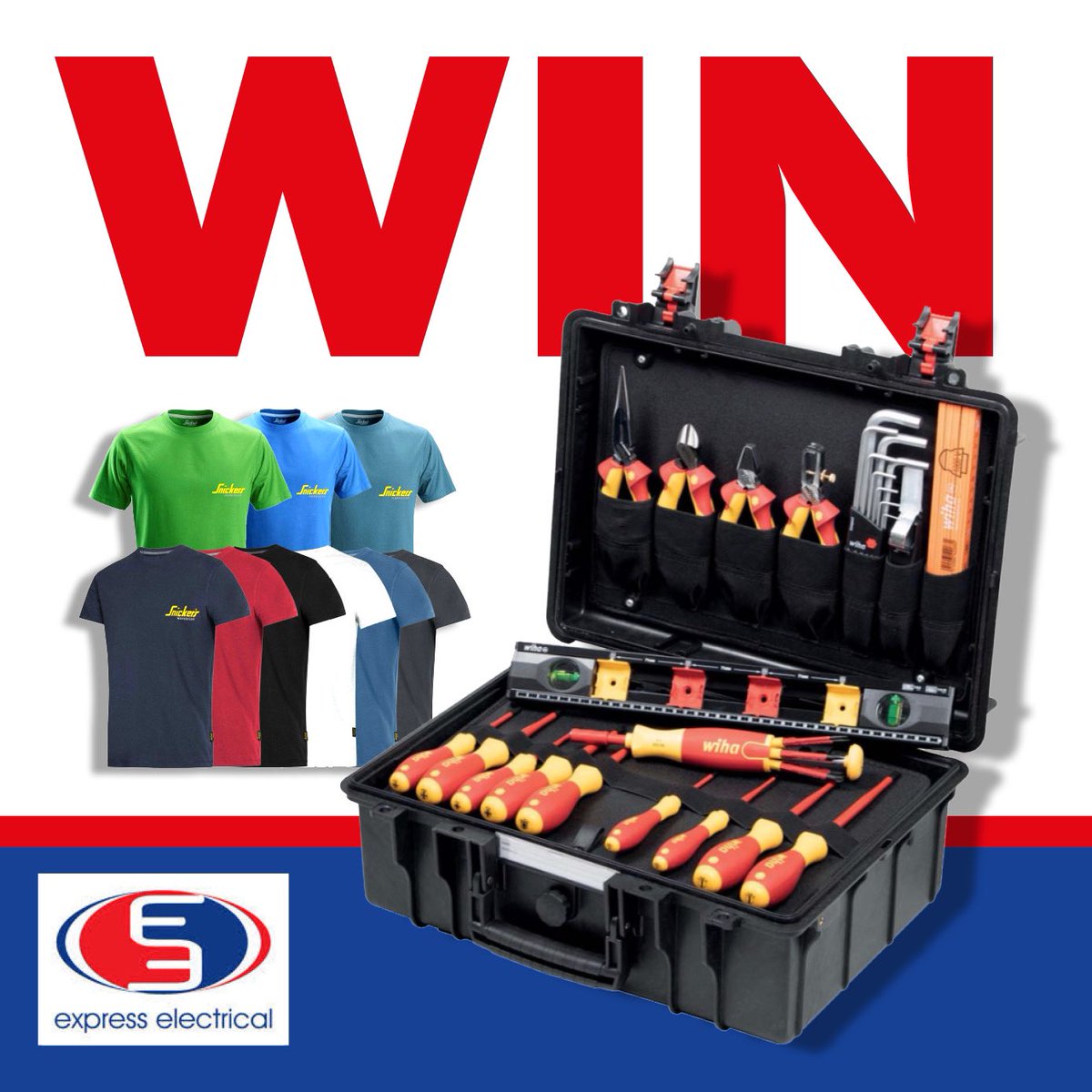 We've teamed up with Express Electrical for another giveaway!🎁 

One lucky winner will receive a 34-piece @WihaUk electrical apprentice tool case, with <a href="/SnickersWw_UK/">Snickers Workwear UK</a> t-shirts on offer for ten runners-up.

To enter:
1 Follow <a href="/express3lectric/">Express Electrical Ltd</a>
2 Like, RT and comment WIN