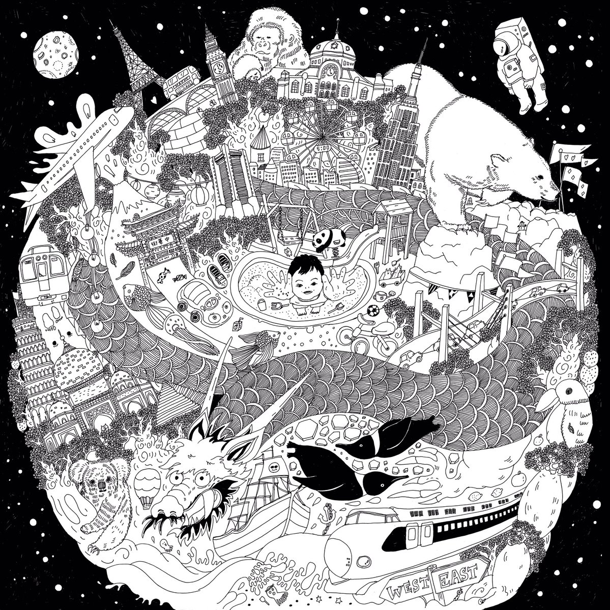 めいっぱい、手を伸ばせばなんでも届く！
たぶんわたしが息子に伝えたいことはこんなことだと思う絵が描けました。

#art #ArtistOnTwitter #赤ちゃんのいる生活 #アートのある暮らし #子育てママ #育児絵日記