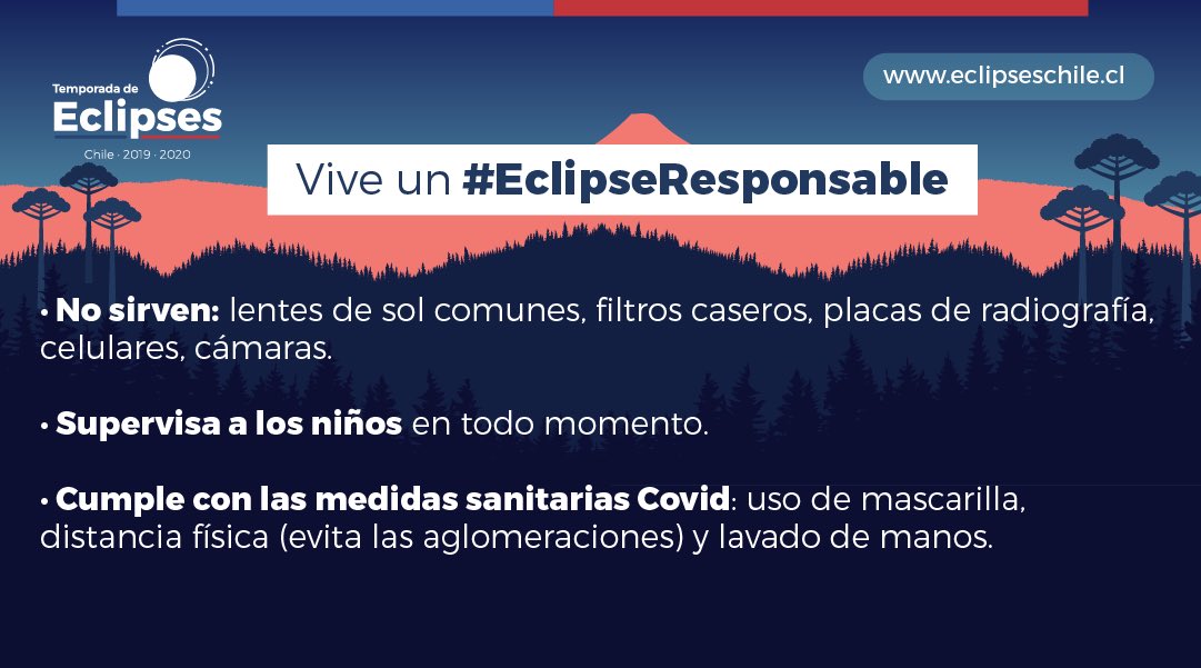 laSubdere's tweet photo. 🌒Para que vivamos un #EclipseSeguro, sigue estas recomendaciones 👇🏼
🎥Puedes seguir la transmisión en vivo en https://t.co/4TJZjA3JRE https://t.co/KeBw8g43qR
