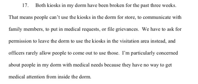 It’s hard to encapsulate just how bad things are at the Clayton County Jail. The only way to report symptoms or request help is through kiosks, which break regularly. After our inspection of the jail detainees were put on ‘Nutraloaf’ as a punishment, and locked down for a week.