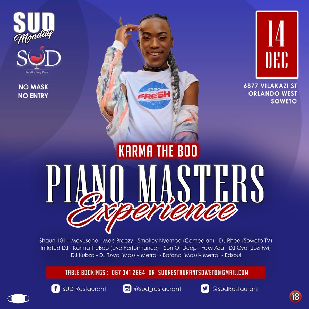 Pianomasters2K's tweet photo. Let's go💃💃💃🔥🔥🔥 @SudRestaurant  Mondays 🔛🔛🔛 @EdsoulSA @Foxyaza @karmatheboo @djbafana https://t.co/upExWidYBq