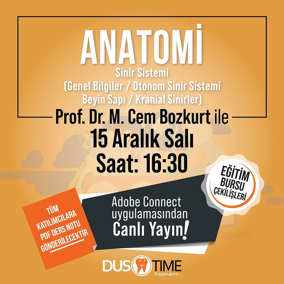 TustimeSakarya's tweet photo. 📣 ANATOMİ DEMO DERSİ!💯
"siz istediniz, biz planladık.

Ders: Anatomi
Konular: Sinir Sistemi (Genel Bilgiler-Otonom Sinir Sistemi-Beyin Sapı-Krainal Sinirleri)
Tarih: 15 Aralık Salı
Saat: 16:30⏳
---------------------------
@timetus https://t.co/hXV9t7t829