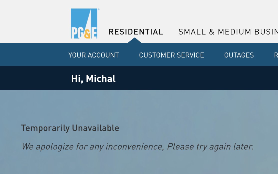 m8icz's tweet photo. @PGE4Me can you provide the timeline  when the customer portal will be available again? https://t.co/gTrhBlWG82
