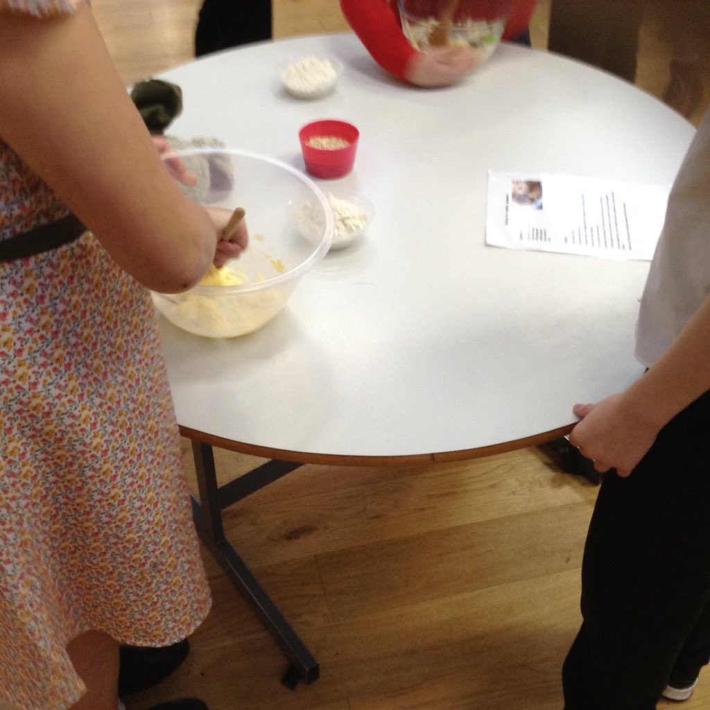 RRJMissBruce's tweet photo. Challengers have had a wonderful afternoon doing some rationing baking. You'll next see us on the Bake Off! @RosehillJuniors https://t.co/9D3ftGRr4x