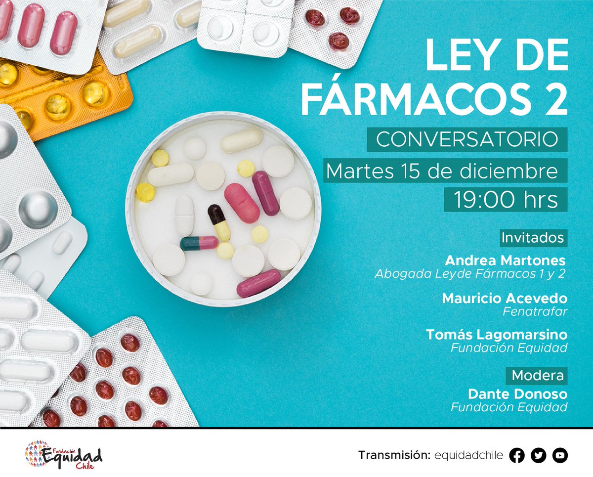 #LeydeFármacos | ¡Mañana! Acompáñanos en el conversatorio sobre la Ley de Fármacos 2, en donde revisaremos este tema junto a excelentes invitado.
¡No te lo pierdas! 😉