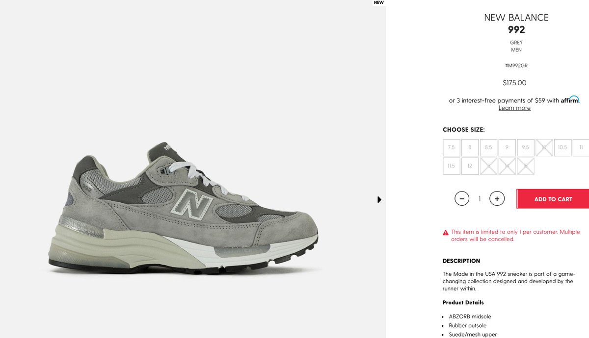 SOLELINKS's tweet image. Ad: New Balance 992 Grey on DTLR =&amp;gt; bit.ly/34btDWY