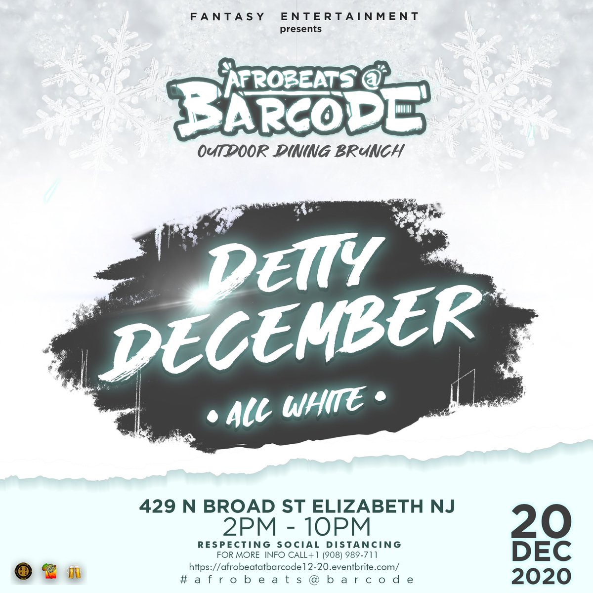 AfrobeatsInTC's tweet photo. Detty December ⛄️! 
All White ❄️ This Sunday at @barCodeNJ 2pm - 10pm
Tickets out now ⬇️

https://t.co/x0ovlW0LkW https://t.co/e5dKzLS5ek