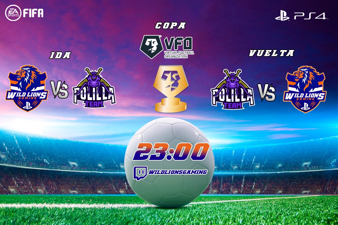 WildLionsGaming's tweet photo. RONDA 3 | @VFOspain_ps

⌚23:00 (ida y vuelta)
🆚 @PolillaTeamFifa
📺 https://t.co/2PUlKcei6J
🎙️ @YowiMV22

 #WildSide https://t.co/dRwoqoFCMI