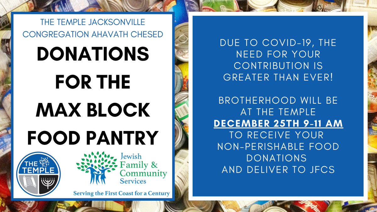 thetemplejax's tweet photo. Due to COVID-19, the need for your contribution is greater than ever!

The Brotherhood will be at The Temple 9-11AM, Dec. 25th to accept your donations!

We do things better when we do them together!

#thetemplejax https://t.co/EW86CTlHcr