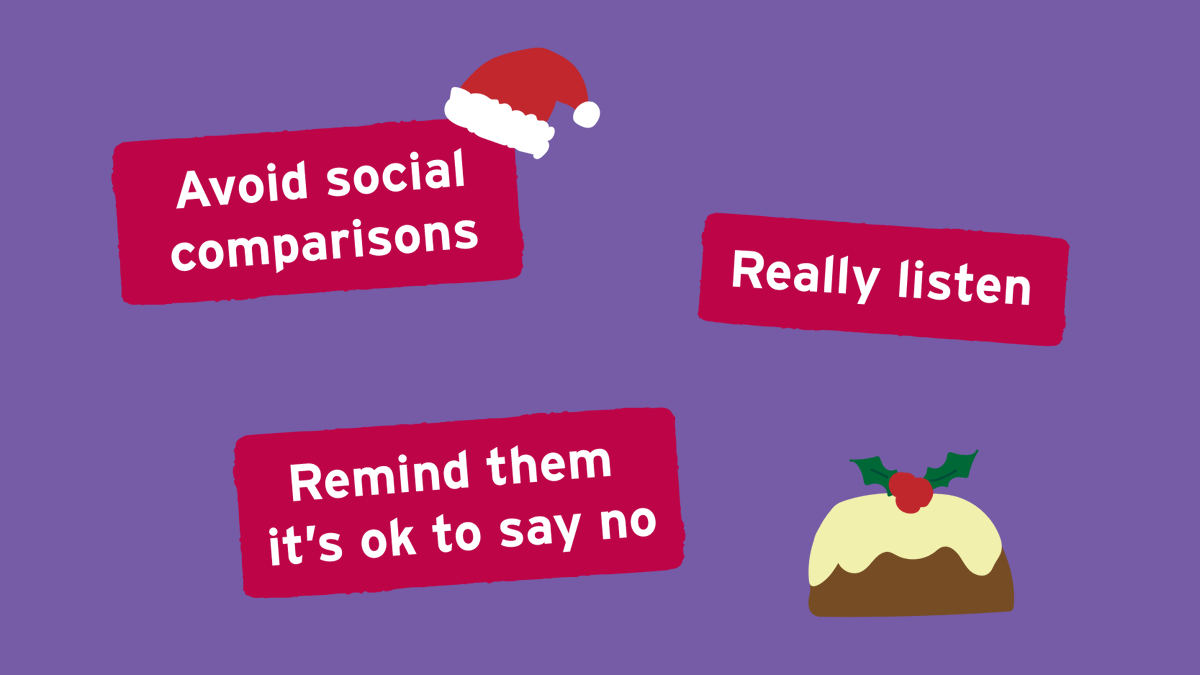 For those struggling with their mental health, Christmas can sometimes come with added pressure or anxiety. 

If someone you know needs extra support, try really listening to their concerns and let them know it's ok to say no.