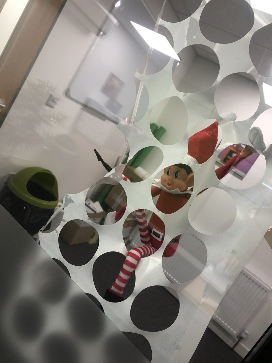 DSPcouk's tweet photo. It looks like our sticker elf has been using our excess sticker material to climb this weekend, he's in such a great position to spy on our marketing team, interesting! #ElfOnTheShelf https://t.co/Yd7FjgdtkM