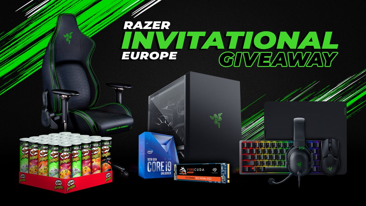 Zusammen mit <a href="/IntelGaming/">Intel Gaming</a>, <a href="/PringlesGaming/">Pringles Gaming</a> &amp; <a href="/SeagateGaming/">Seagate Gaming</a> verlosen wir zum Razer Invitational - Europe fünf epische Preispakete, bei denen ihr einen Razer Iskur, Razer Tomahawk Mini ITX, Intel i9 CPU, Seagate FireCuda SSD und mehr gewinnen könnt.

👉 rzr.to/rieugiveaway