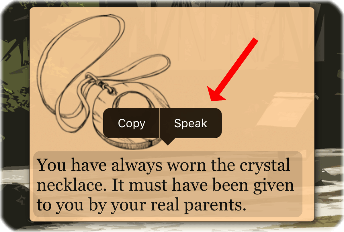 FabletreeDk's tweet image. Small, but notable feature added to upcoming international release of Serania - Path of the Scion:

Support for Speak Selection / Select to Speak 🌟

Makes a big difference if reading is not easy, but you really want to dive into the story 😊