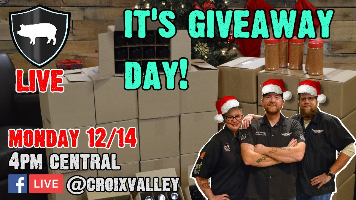 🎁It's Giveaway Day!!!🎁 The 12 Days of Croixstmas is over and we have prizes to give away this afternoon!  Tune into Croix Valley Live on Facebook at 4pm this afternoon when we give away Big Frig Tumbers, a Pit Boss Grill, Gunter Wilhelm Knives and our Grand Gift!!!