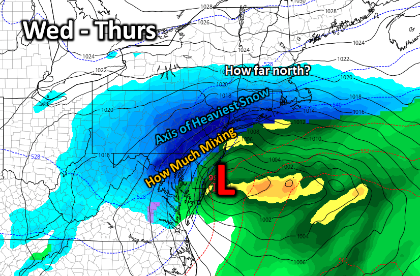 Potential for significant snowfall Wednesday into Thursday.