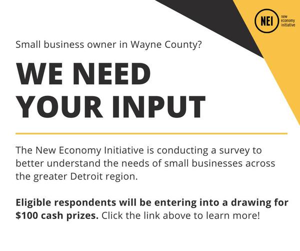 We are asking business owners to complete a brief, 7 minute survey from @NEIdetroit, to understand your changing needs as COVID continues to impact operations. Everyone who completes the survey will be eligible to win an $100 cash prize! 💵 Survey: techtowndet.org/3mk7VGB