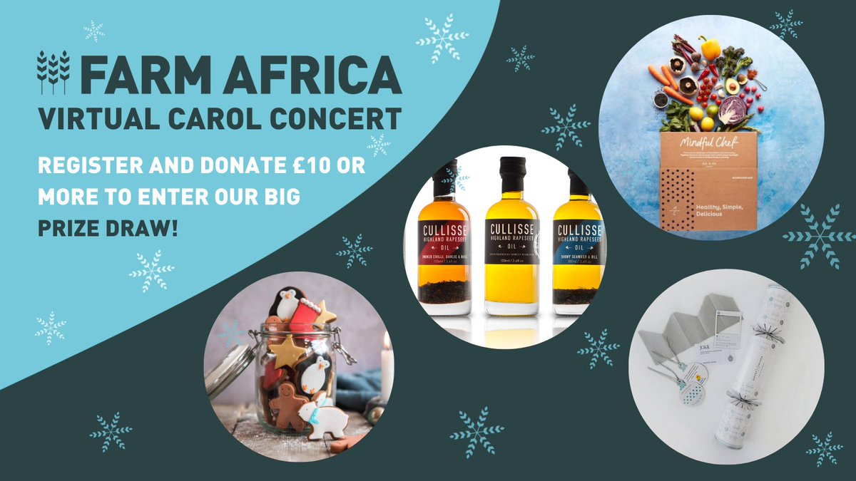 FarmAfrica's tweet photo. Joining our free virtual carol concert? Enter our prize draw before midday tomorrow, Tuesday 15 December, to win some amazing festive goodies including a Taste the Difference hamper from @sainsburys and dinner for two from @MindfulChefUK! 

https://t.co/8SdmnBs3ro https://t.co/iLxzv0bhBa