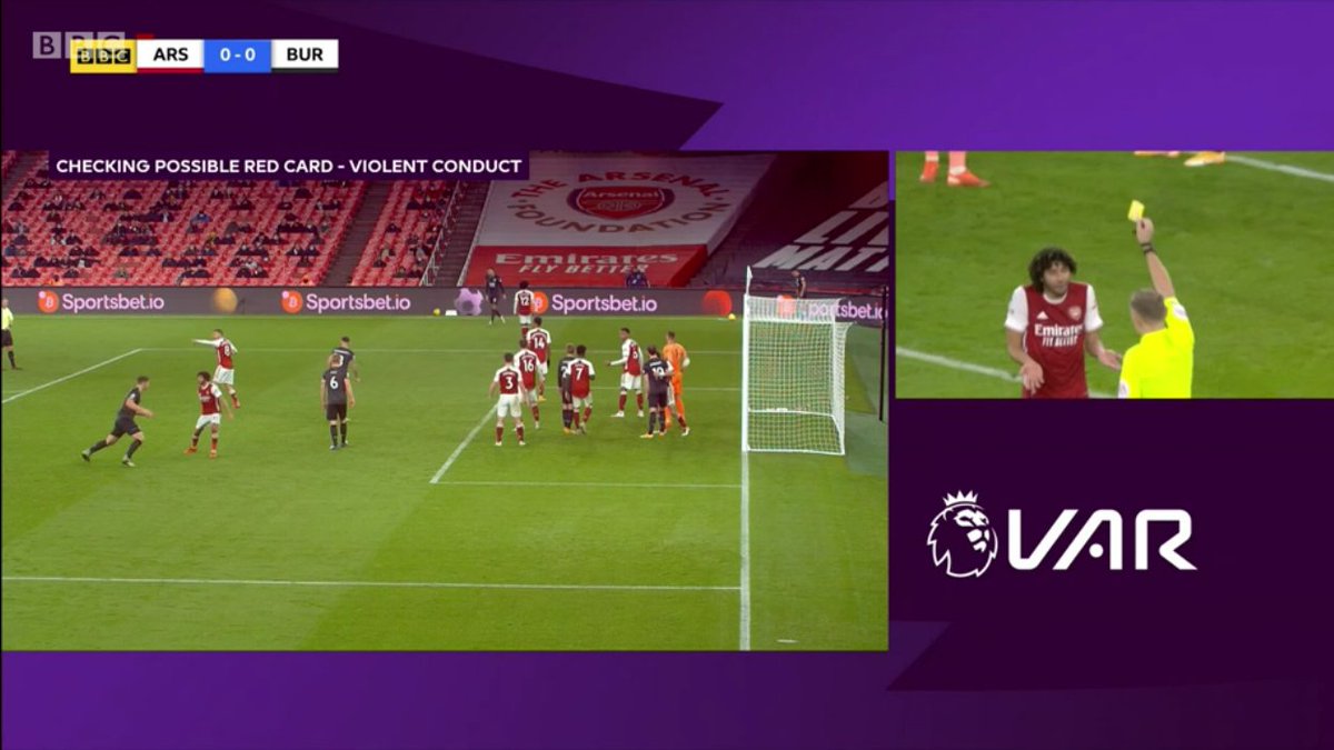 The Elneny incident couldn't be a penalty because the ball wasn't in play. Also, the ref, Graham Scott, booked Elneny towards the end of the VAR review on advice from the linesman. It wasn't a VAR yellow. The on-field officials should have come to that decision much earlier.