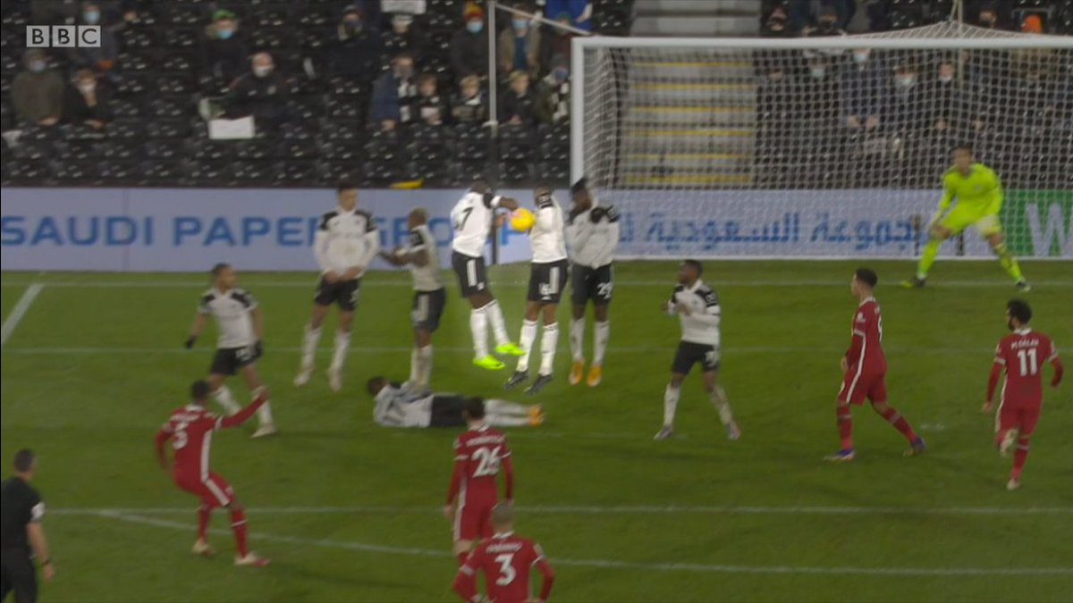 The Liverpool penalty is a stonewall. And it's nothing to do with a change in the handball law. Aboubakar Kamara jumps with his arm away from his body and blocks the ball. No other decision is possible. It's a penalty.But Kamara should have been booked as a mandatory yellow.
