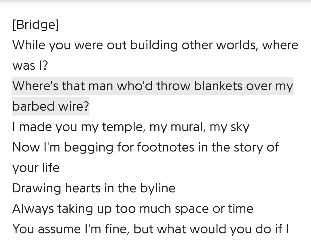 "I know my love should be celebrated, but you tolerate it"~ "tolerate it" is evermore’s [track 5] that is known to always be reserved for Taylor's most vulnerable song on each album.