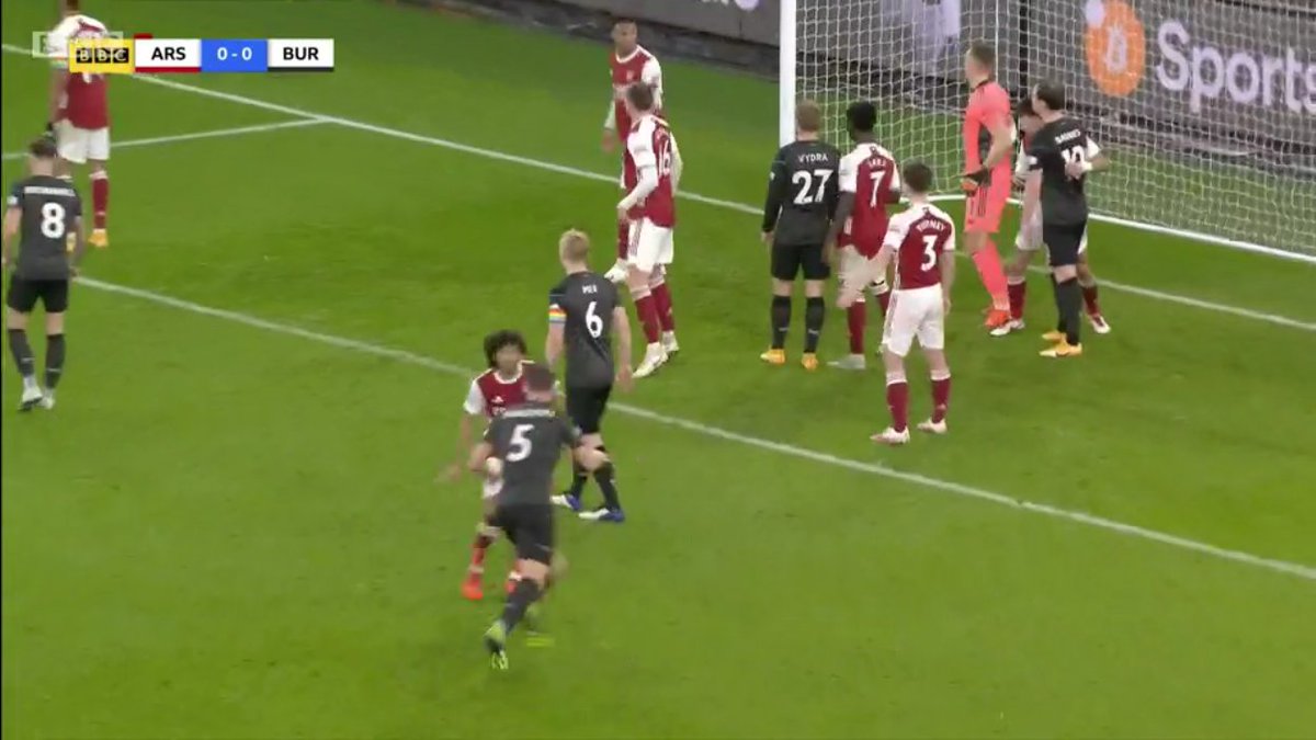 I was stunned that the VAR, David Coote, didn't recommend a red card review for Mohamed Elneny.It was a premeditated act, and Elneny sent James Tarkowski to the floor by pushing his face back from his chin. Amazing he got away with it. It was worse than the Granit Xhaka red!