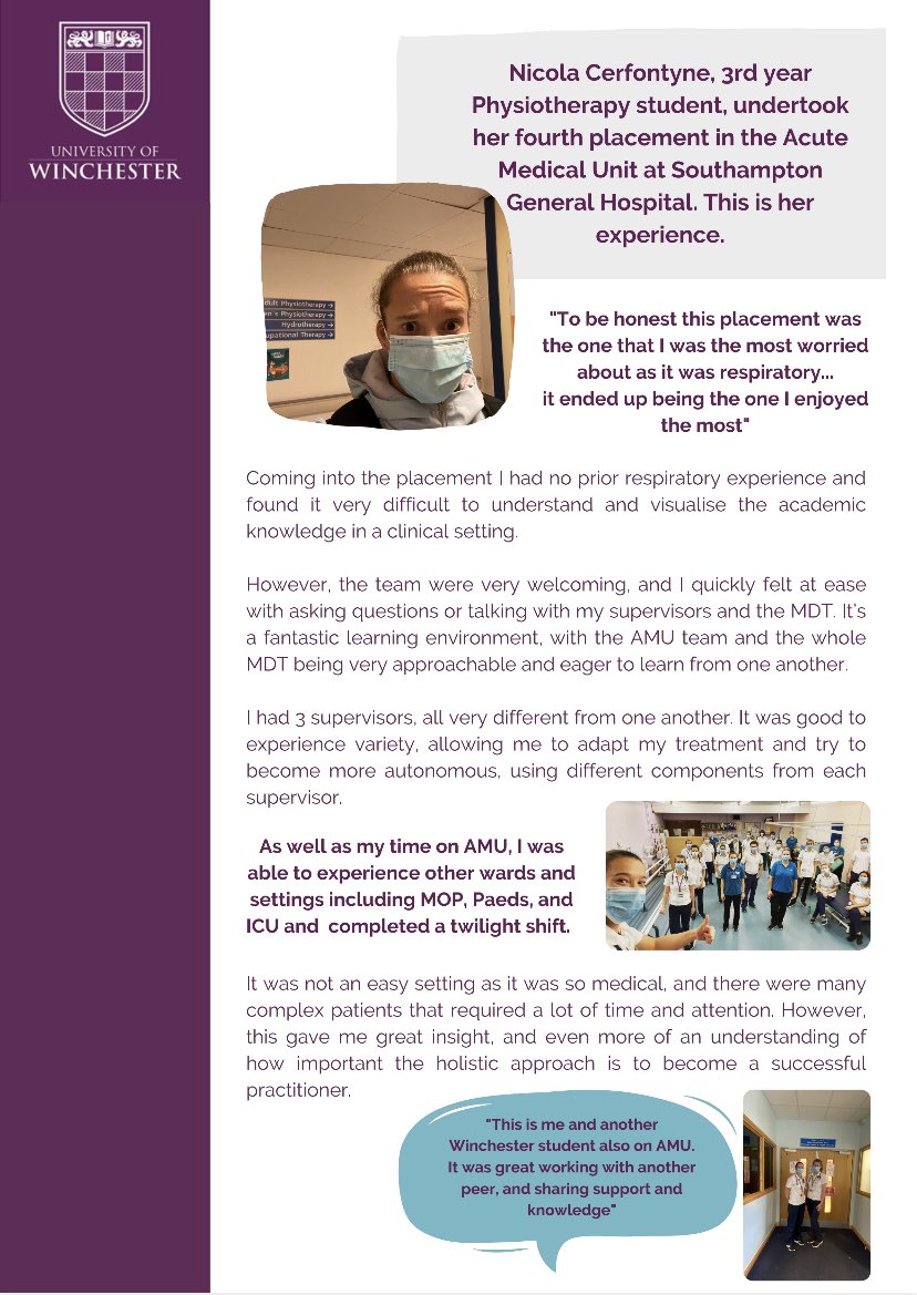 Our 5th case studies sees Nicky on a respiratory placement, with 3 practice educators.

#Ahppracticelearning

@UHS_Therapy @SophieGResearch @saraheharris92 @UoW_HWBRG