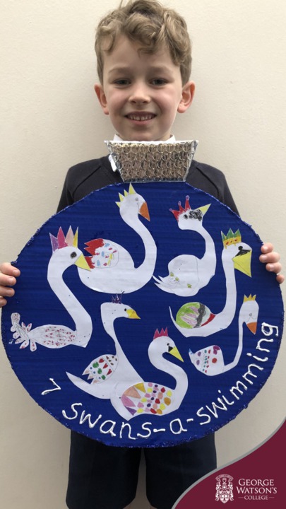 GWC_News's tweet photo. 7 swans- a-swimming  🦢  🦢 

Here's Cameron (P2) with the seventh bauble from our 12 Days of Christmas decorations made by pupils in the Lower Primary 🎄 https://t.co/LMp2IQS2aS