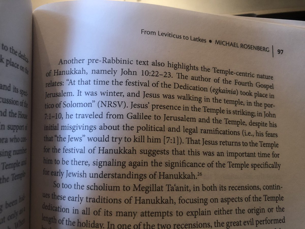 Rosenberg’s superb article on Hanukkah (in 2019 Nehemia Polen FS Be-Ron Yahad) also emphasizes prominence of Temple throughout early traditions—incl in Gospel of John (10:22-23)!  @rosenfish