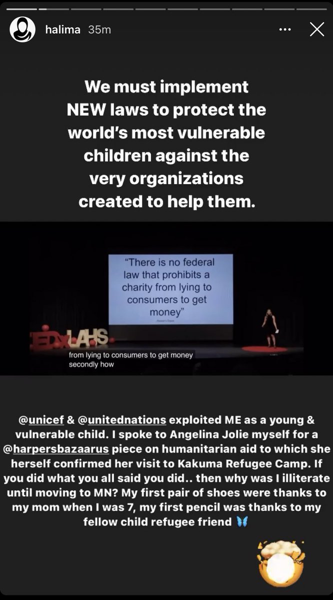 HabeebaShaikh's tweet photo. Halima out here exposing eeeeeveryone. First the fashion industry, now UNICEF https://t.co/EI7Y6hSa4M