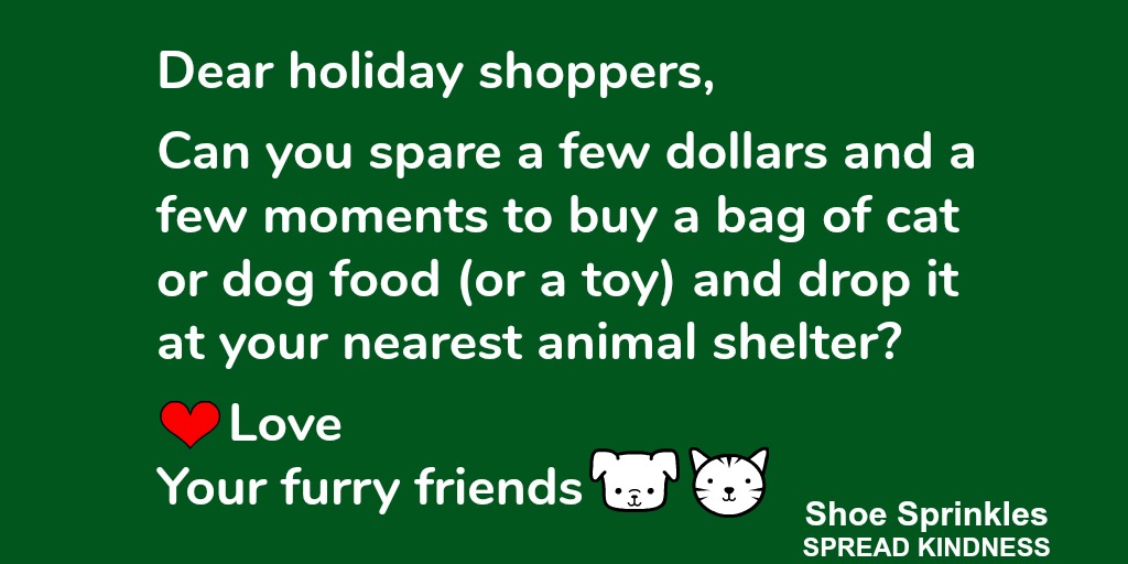 ShoeSprinkles's tweet photo. Awwwww 🐶🐱🐹 Can you please help pass the word? ❤ Let's see how many furry friends we can feed😊 #pets #rescue #shelter #dogs #cats https://t.co/L3V1cRcCUh