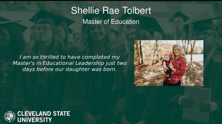 ShellieTolbert's tweet photo. Adding another degree to the wall! A big thanks to my husband and family for being my rock through it all. I also want to thank @btrivelli and @jenfilomena for being AMAZING principal mentors! Back to mom life for now ☕️🍼. #futureprincipal https://t.co/ZyMk5SBSzn
