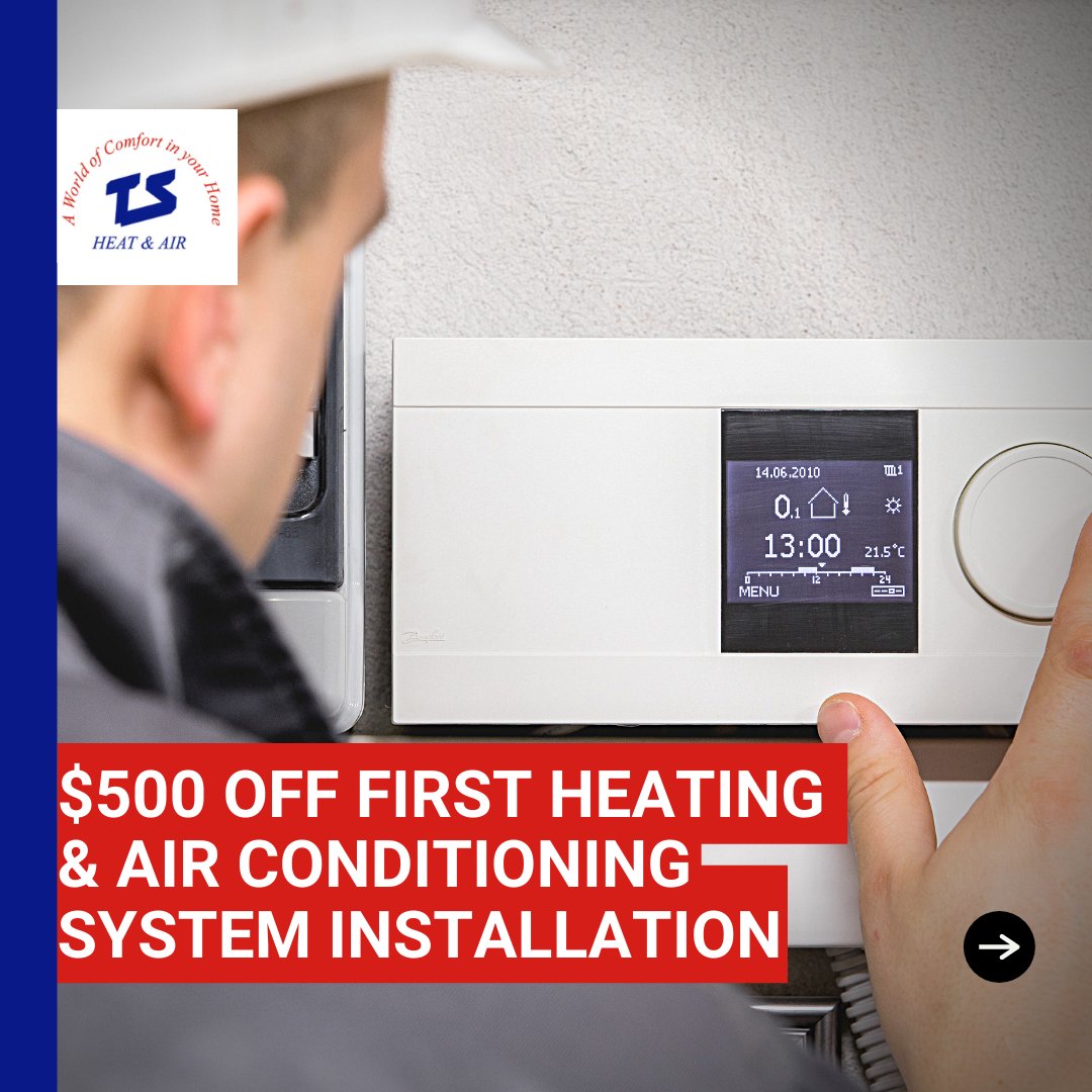 $500 DOLLARS OFF?! THAT'S RIGHT! 🤑😍

Today, if you work with TS heat and air you will receive $500 dollars off any first heating and air conditioning system installation!

Check out this deal and others on our website! (Link in Bio)

#TSHeat #Heating #Cooling #Oklahoma  #IAQ