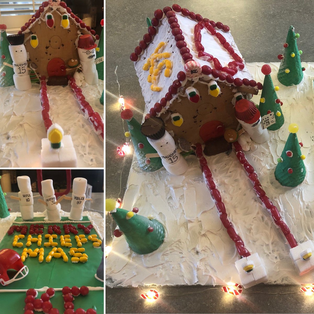 Merry Chiefsmas! ❤️💛 <a href="/PatrickMahomes/">Patrick Mahomes II</a> @brittanylynne8 <a href="/tkelce/">Travis Kelce</a> <a href="/Mathieu_Era/">Tyrann Mathieu</a> <a href="/cheetah/">Ty Hill</a> <a href="/Chiefs/">Kansas City Chiefs</a>