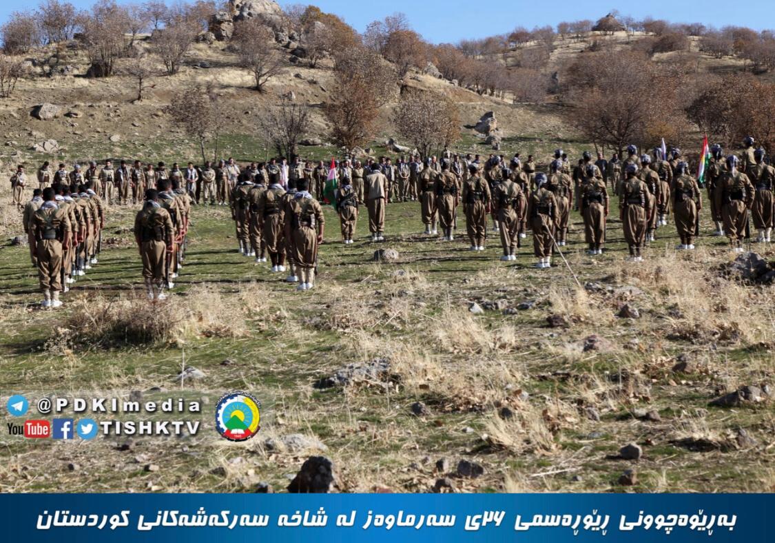 PDKIenglish's tweet photo. A graduation ceremony was held for new Peshmergas recruits in the Kurdish mountains. Since the return of PDKI’s #Peshmerga Forces to their former bases in the border region between eastern and southern #Kurdistan, many Kurdish youths have joined the Kurdistan Peshmerga Forces. https://t.co/DoTzRS4Sxf